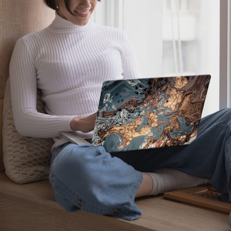 KEROM Compatible for MacBook Air 13 inch Case 2025-2022 M4 M3 M2 A3240 A3113 A2681, MacBook Air M4 13 inch Case, Protective Plastic Hard Shell & Keyboard Cover for Mac Air 13.6'', Gold Marble - Image 5
